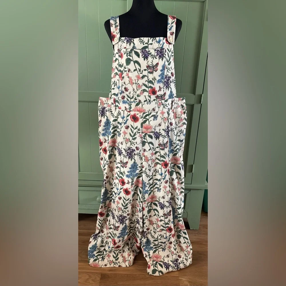 Cider Floral Corduroy Overalls w/ Adjustable Straps - Picture 1 of 4